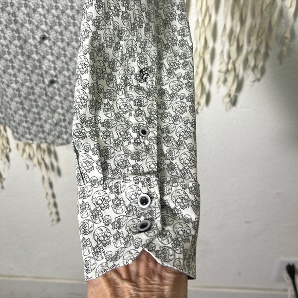 Robert Graham Black and White Skull Print Long Sleeve Button Down Dress Shirt L - Picture 5 of 12